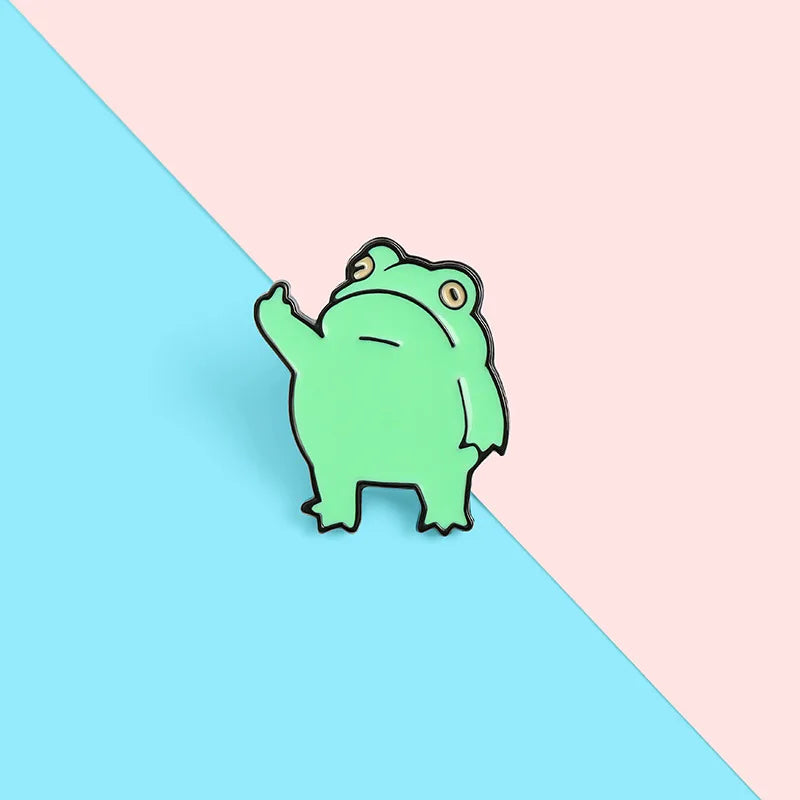 Funny Middle Finger Frog Brooch Pin