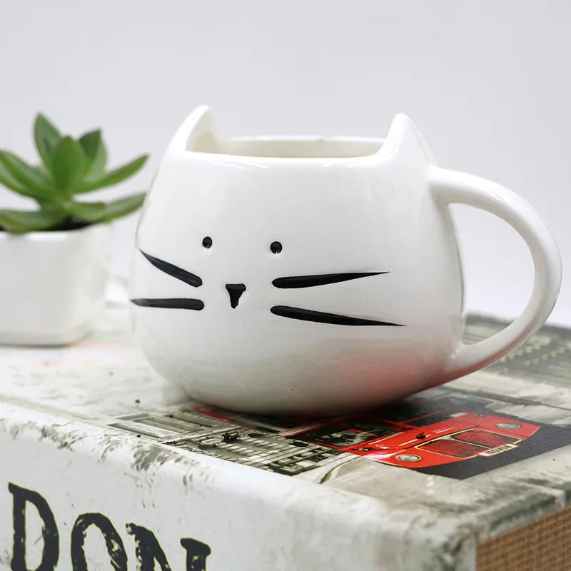 Cute Ceramic Cat Mugs With Spoon 14 oz.