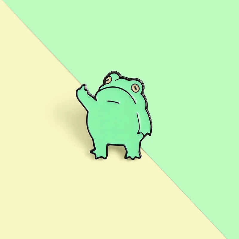Funny Middle Finger Frog Brooch Pin