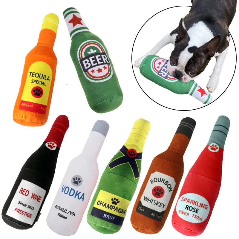 Alcohol Bottle Plush Dog Toy [FOR THE BOOZE HOUND]