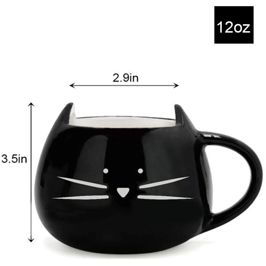 Cat Ceramic Coffee Mug 12 oz White,Black [MEOW]