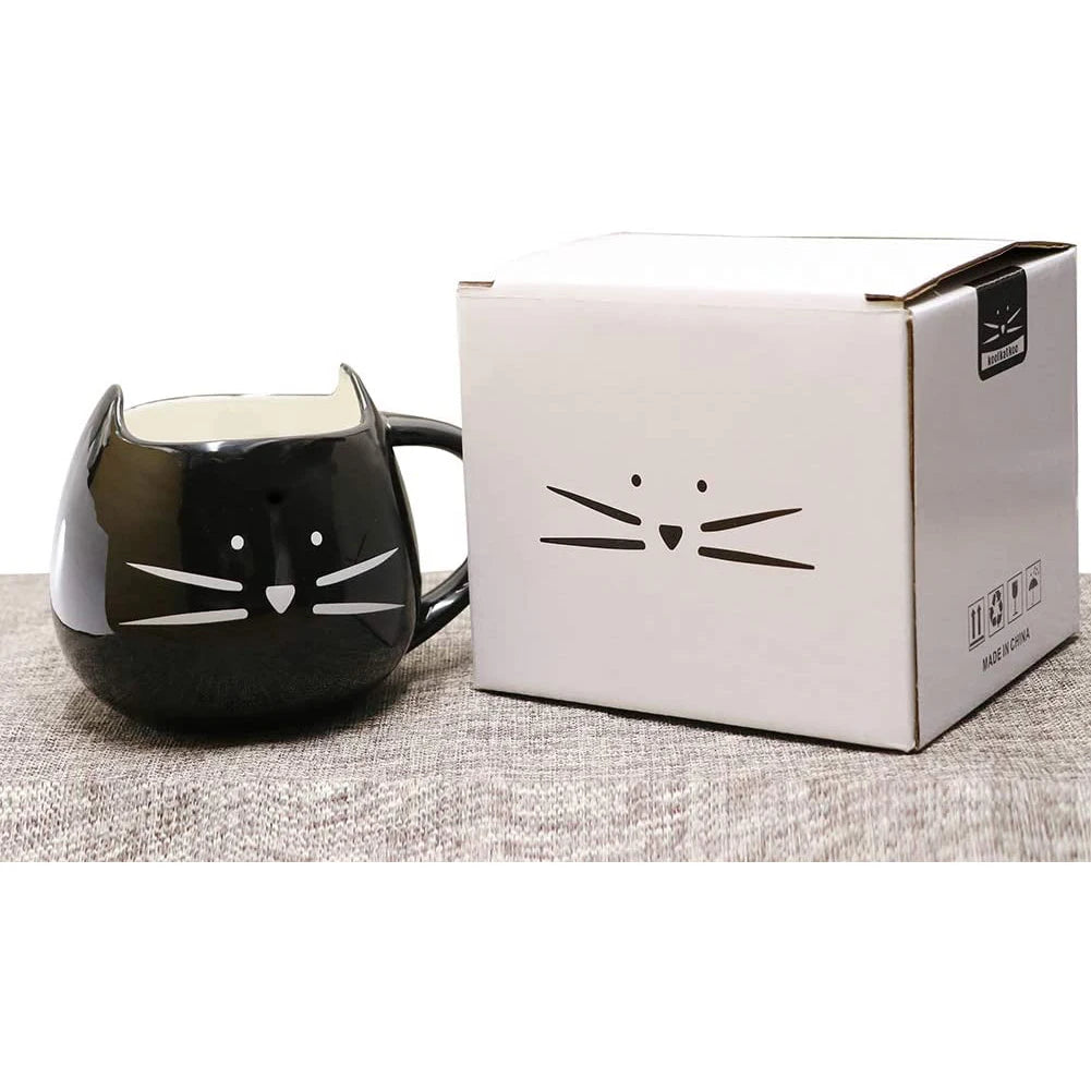 Cat Ceramic Coffee Mug 12 oz White,Black [MEOW]